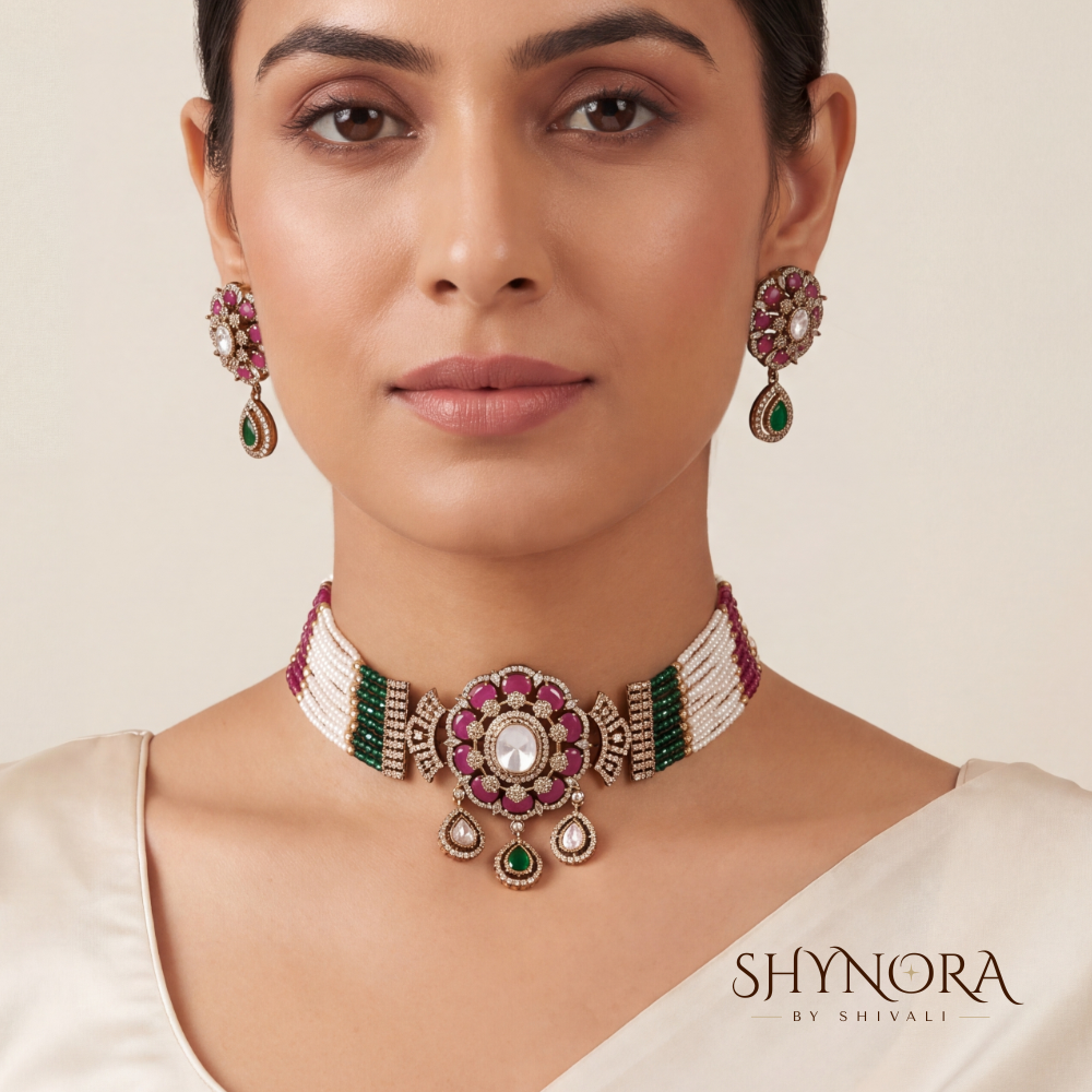 Multi-Strand Pearl Choker Necklace Set – Shynora By Shivali