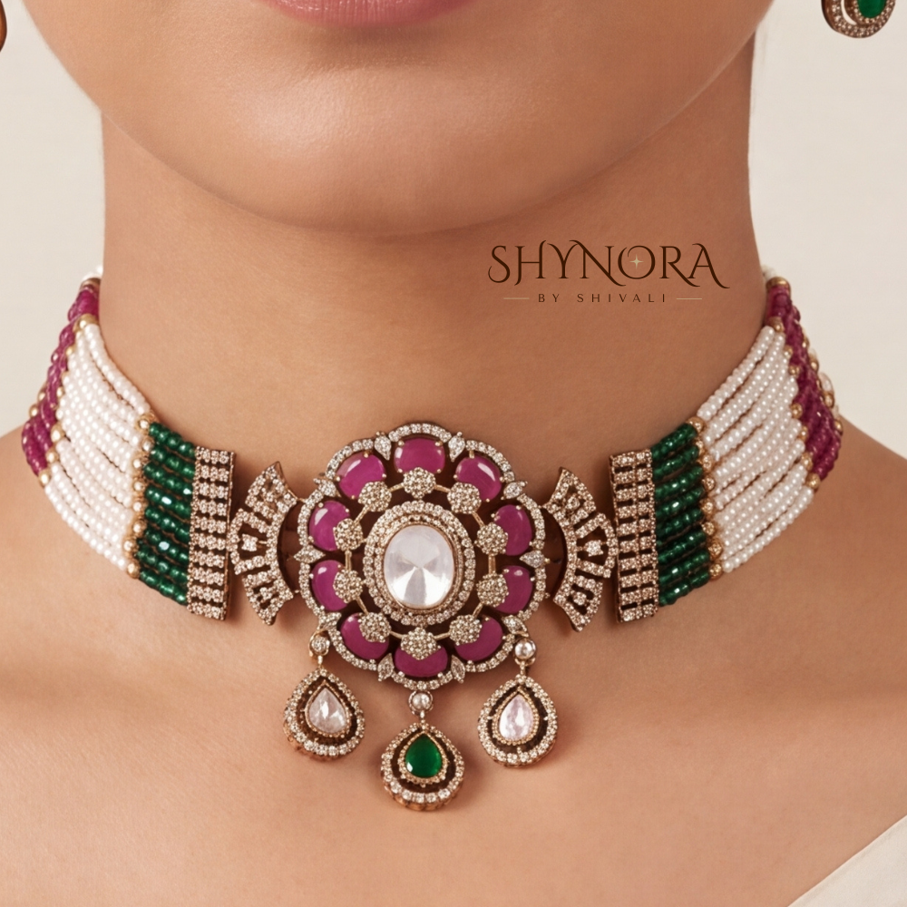 Multi-Strand Pearl Choker Necklace Set – Shynora By Shivali