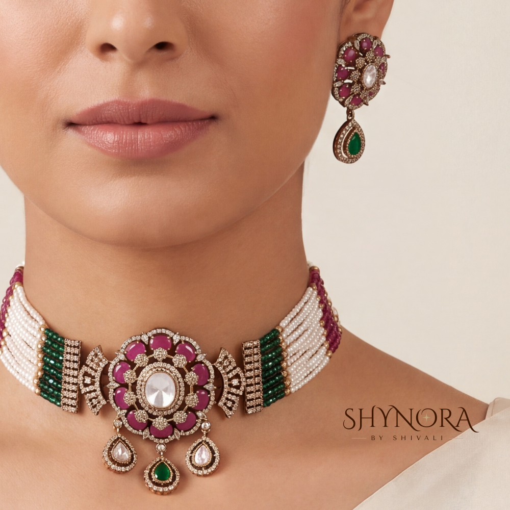 Multi-Strand Pearl Choker Necklace Set – Shynora By Shivali