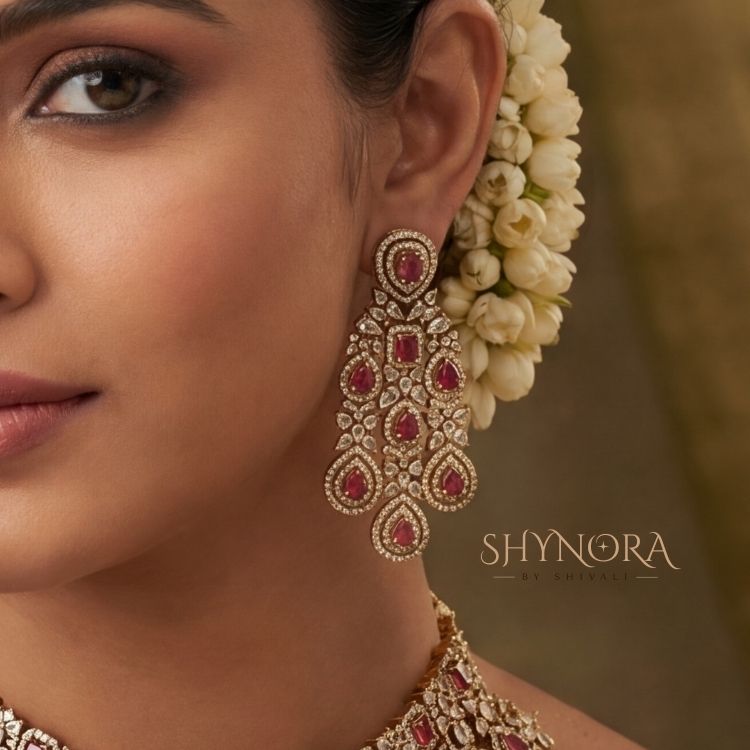 Royal Ruby Red Bridal Choker Set with Earrings & Maang Tikka