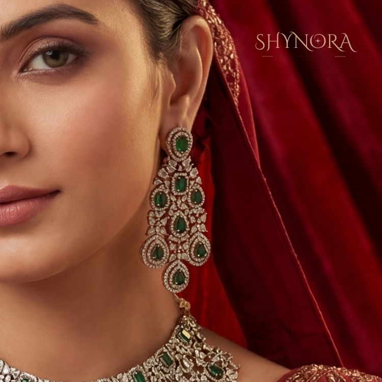 Emerald Green Grand Bridal Choker Set with Earrings & Maang Tikka