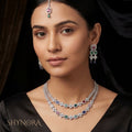 Multicolor Diamond-Style Layered Necklace Set with Maang Tikka