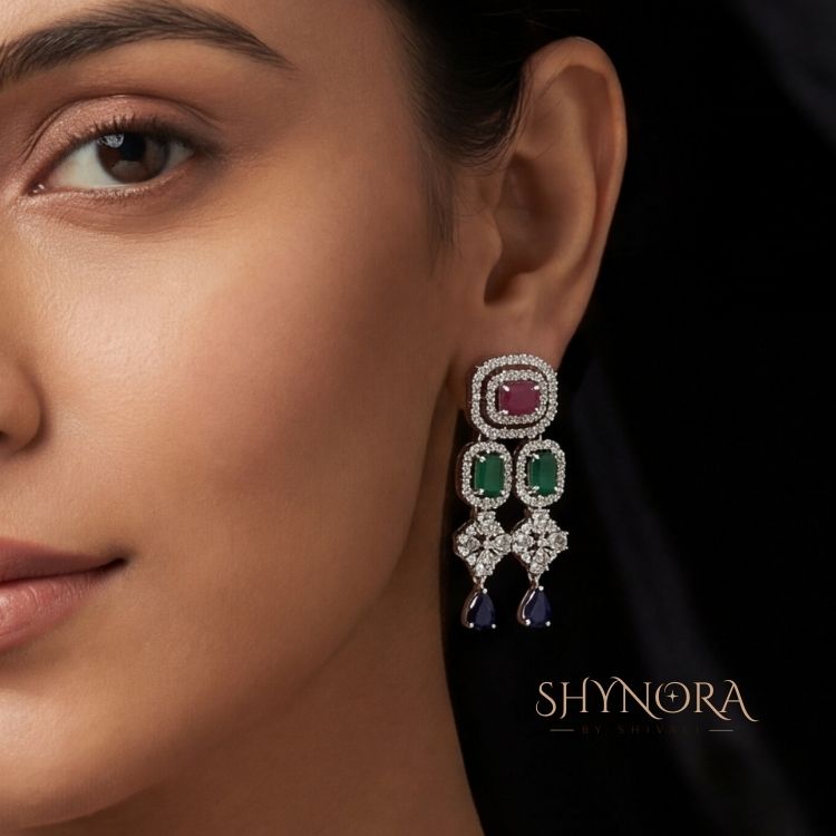 Multicolor Diamond-Style Layered Necklace Set with Maang Tikka