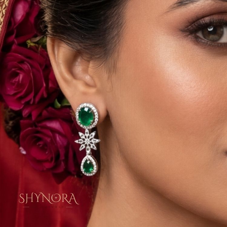 Emerald Glow Floral AD Necklace Set