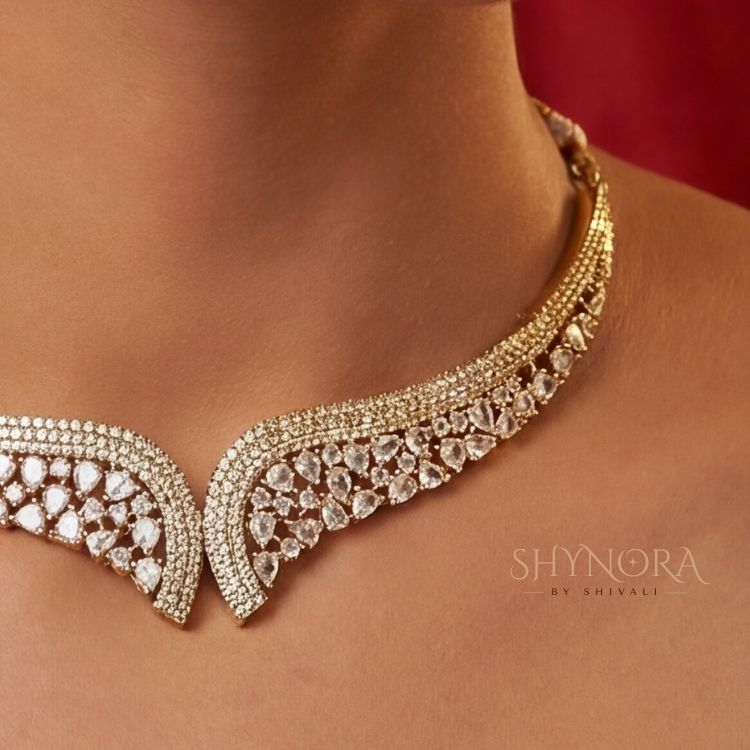 Golden Leaf AD Choker Set with Maang Tikka