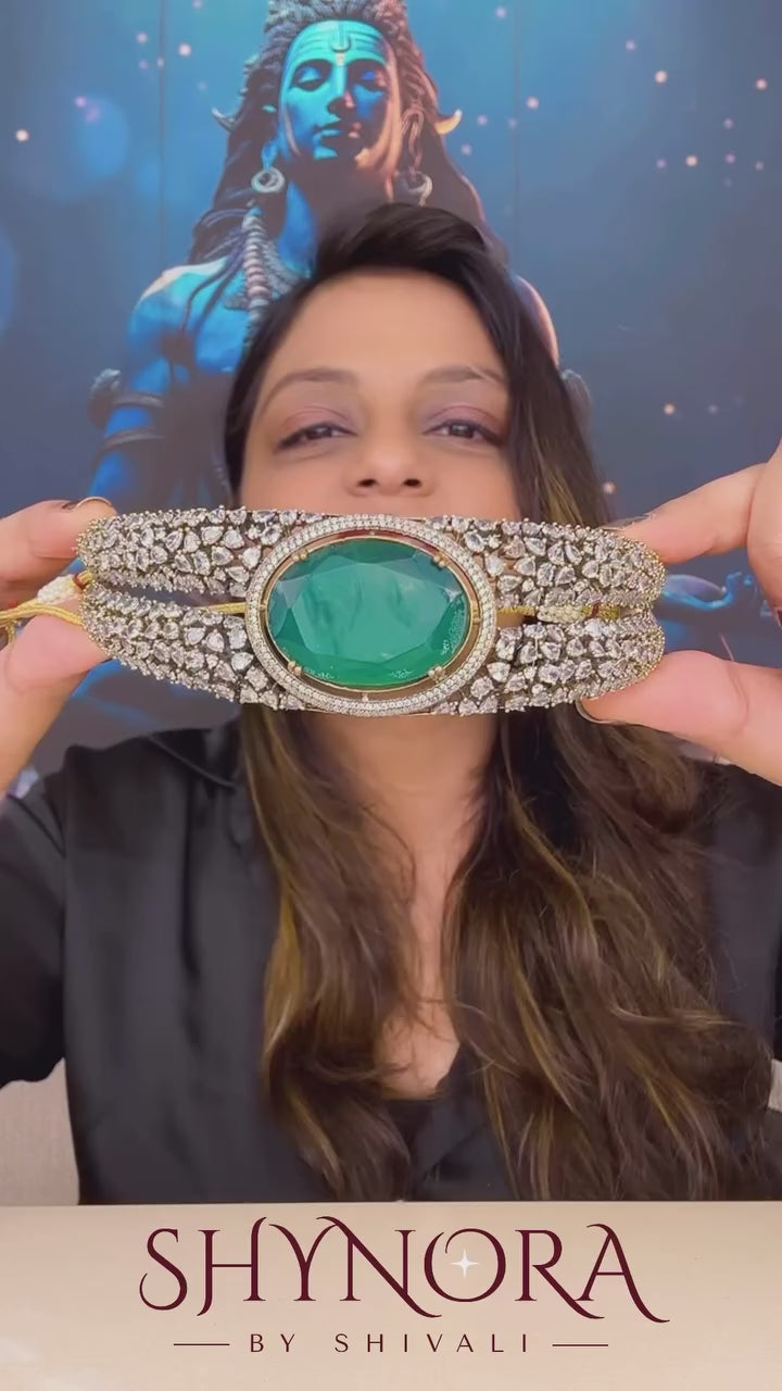Zeenat Emerald Crystal Choker Set