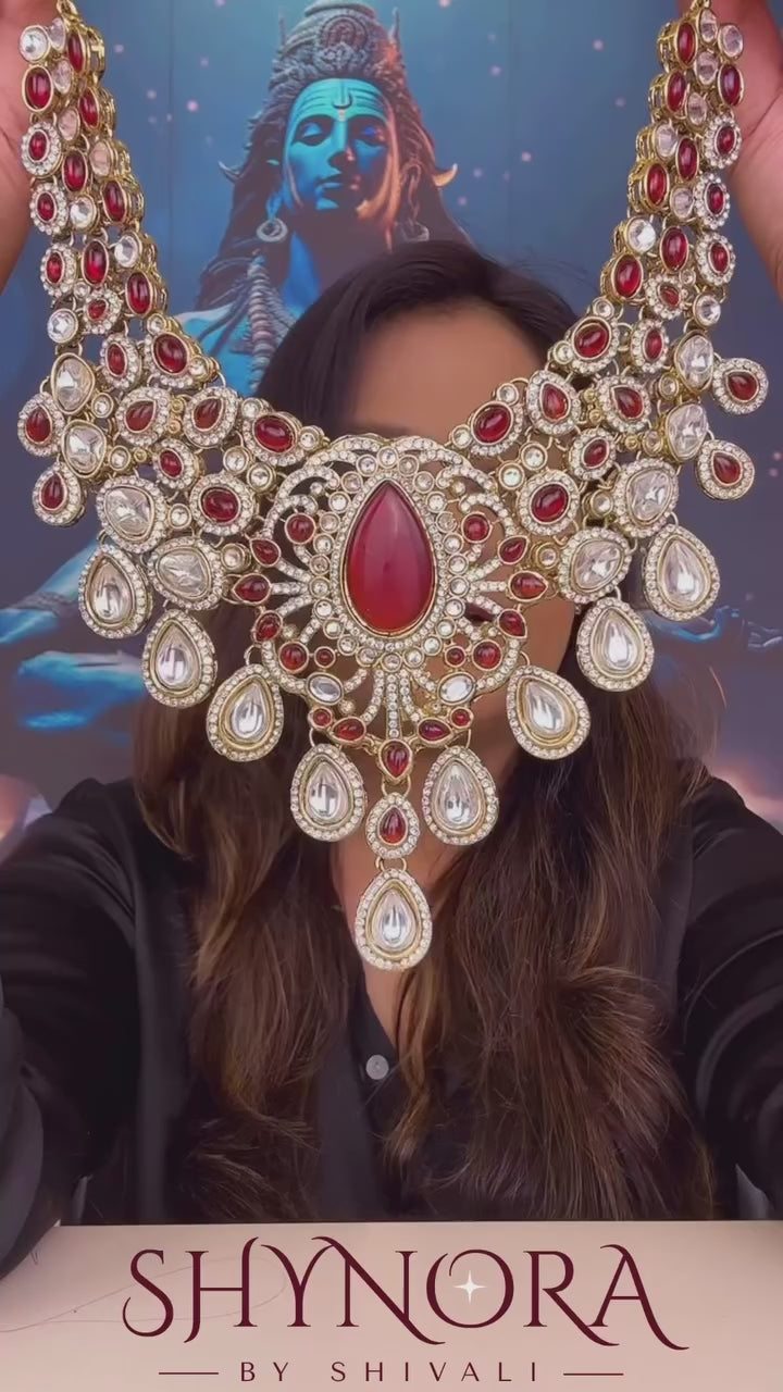 Zareen Ruby Regal Kundan Bridal Necklace Set