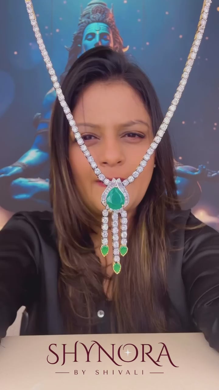 Emerald Drop Elegance Necklace Set