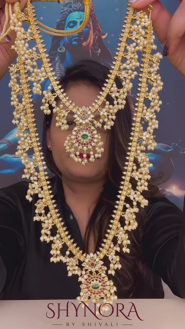 Rajwada Noor Double-Layer Pearl Necklace Set