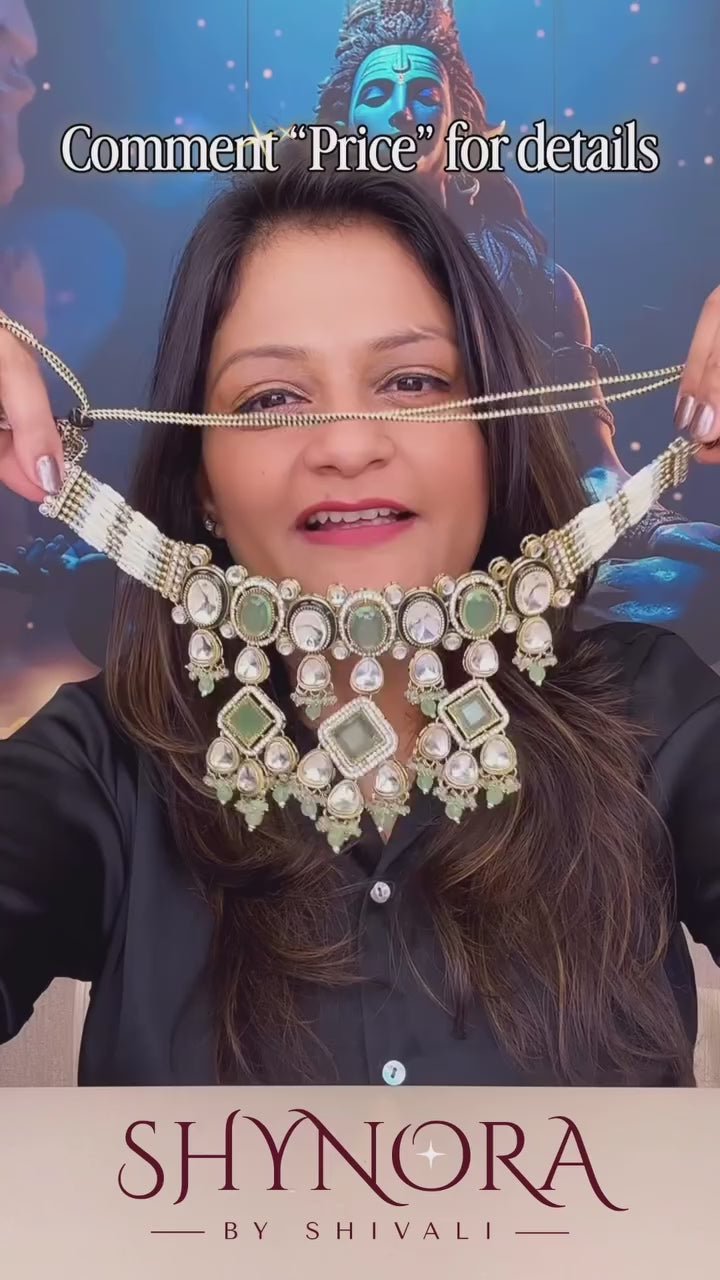 Meher Olive Glow Kundan Necklace Set